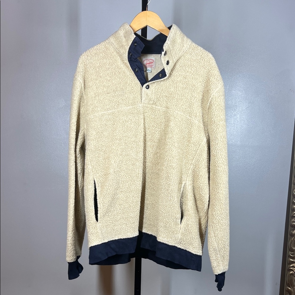Vintage J. Crew Zip-Up Sweater in Cream and Navy